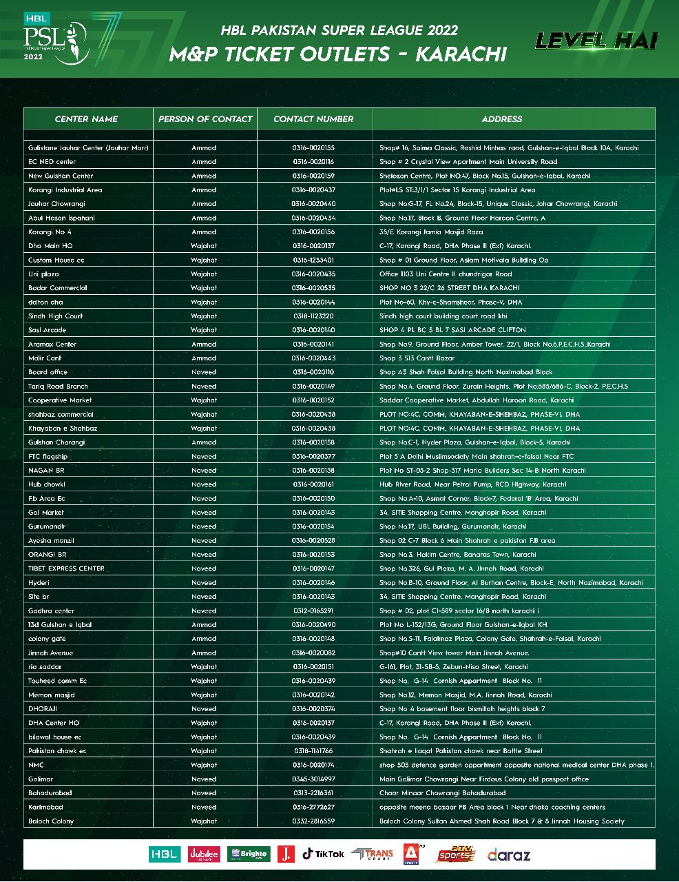 HBL PSL 2022 tickets are also available at MandP stores now Press Release PCB