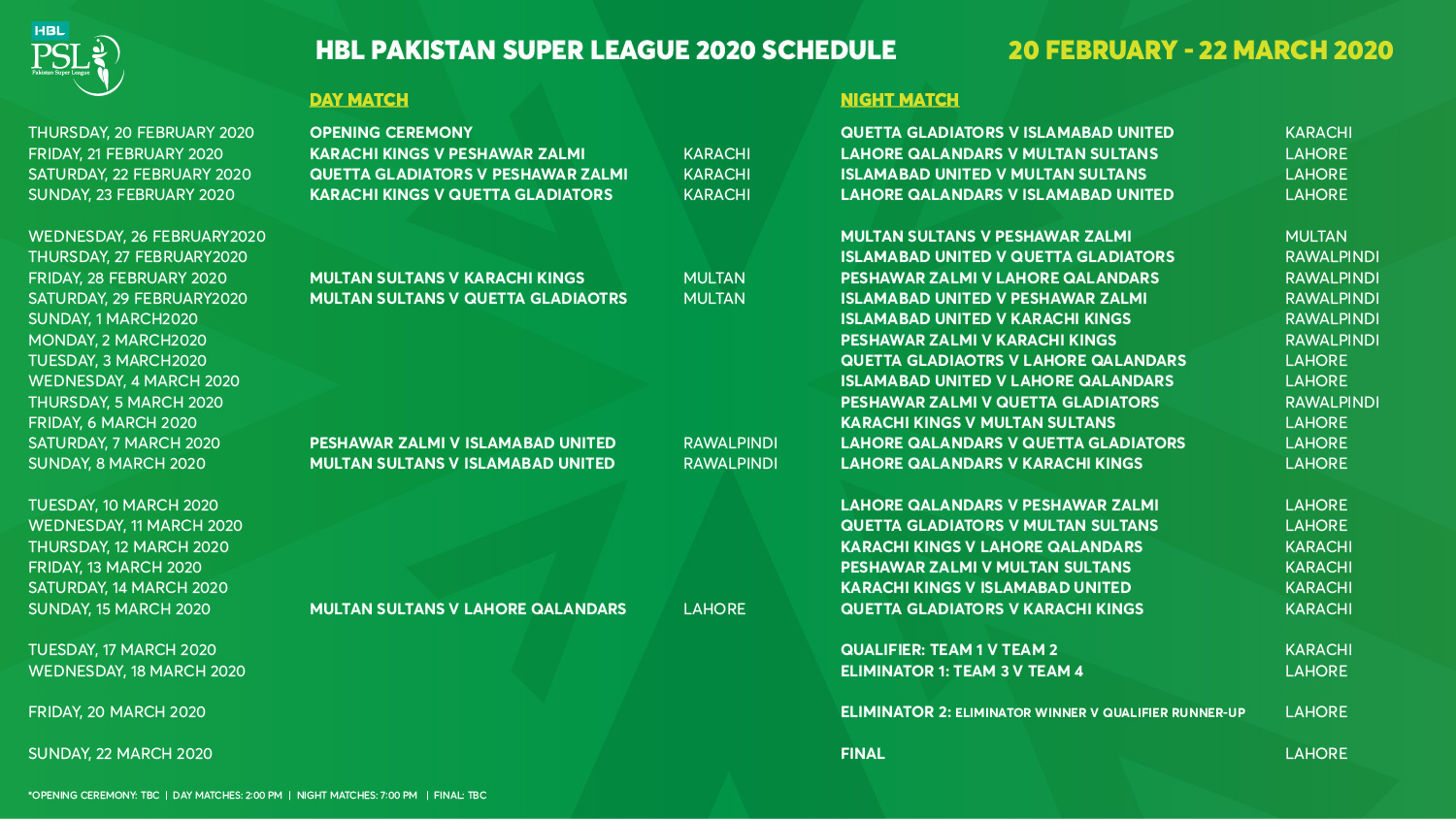 With 50 days to go, PCB announces HBL PSL 2020 schedule Press Release