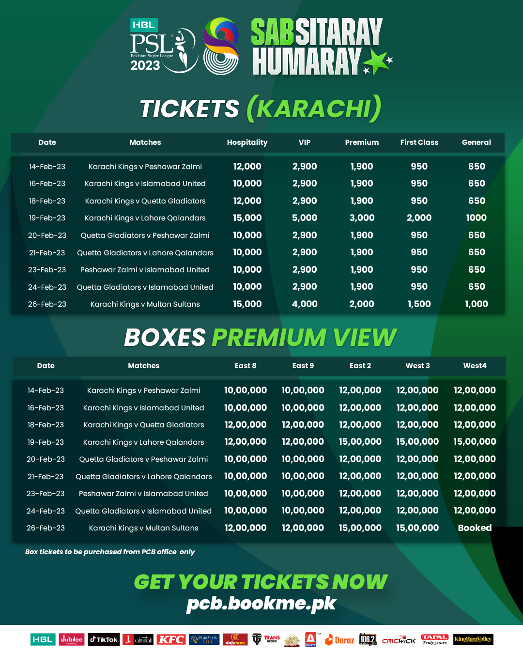 PCB introduces season passes for weekday HBL PSL 8 matches Press Release PCB