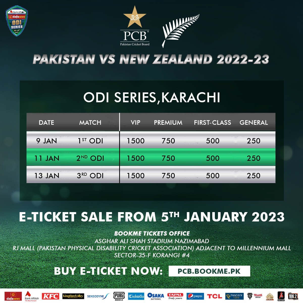 Tickets for Pak v NZ ODIs go on sale Press Release PCB