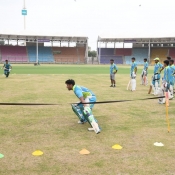 Training session of Karachi Whites U19 at National Stadium Karachi.