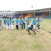 Training session of Karachi Whites U19 at National Stadium Karachi.