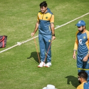 Pakistan team practice session at the National Stadium Karachi