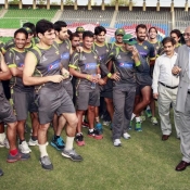 PCB Chairman meets players during summer camp at Gaddafi Stadium Lahore
