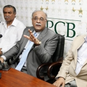 Chairman PCB Mr. Najam Sethi's press conference at Gaddafi Stadium Lahore