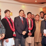 Chairman PCB Ch. Zaka Ashraf meeting with Newly elected office bearers of Peshawar region