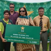 Player of the match in 1st match on 9 July 2012 of Women Cricket Triangular T20 Tournament 2012 in Karachi