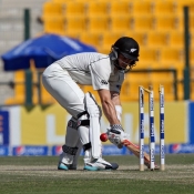Kane Williamson is played on by Rahat Ali