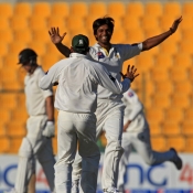 Rahat Ali celebrates the wicket of James Neesham