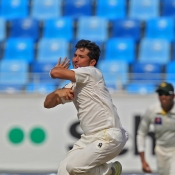 Yasir Shah about to deliver the ball