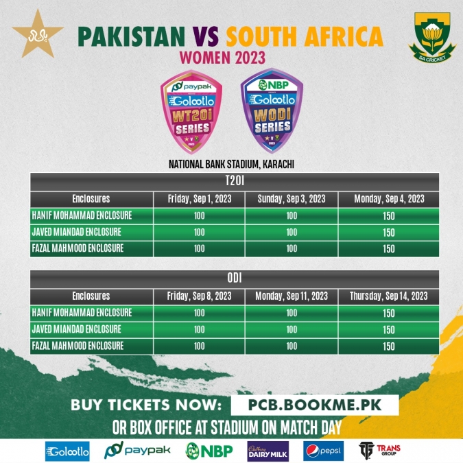 PCB announces ticket prices for Pakistan v South Africa Women series