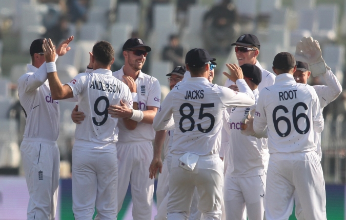 England celebrate first Test in Pakistan in 17 years with 74 runs victory in Rawalpindi