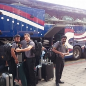 Team arrival at hotel in Brighton