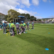 Warm up session before the third ODI at University of Otago Oval, Dunedin 
