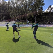 Warm up session before the third ODI at University of Otago Oval, Dunedin 