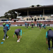 Pakistan team warmup session before the fifth ODI at Wellington 