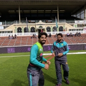Pakistan team warmup session before the fifth ODI at Wellington 