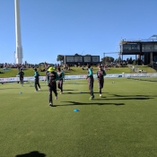 Warmup session before the third T20I