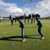 Warmup session before the third T20I