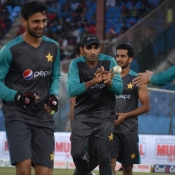 Pakistan team warm-up session ahead of 3rd T20I at NSK
