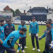 Pakistan team practice session before their World Cup opening Match