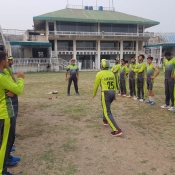 Training session of AJK Region U19  at Mirpur Stadium. 