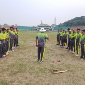 Training session of AJK Region U19  at Mirpur Stadium. 