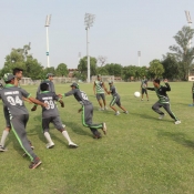 Training session of Lahore Blues U19 at LCCA Ground.