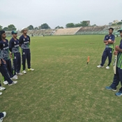Training session of Sialkot Region U19 at Jinnah Stadium, Sialkot.