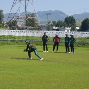 Women fielding drills at the High Performance Conditioning Camp in Abbottabad.