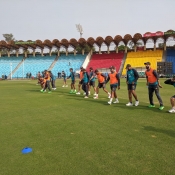 Pakistan team practice session at Gaddafi Stadium Lahore