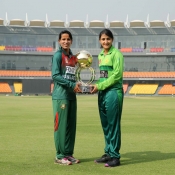 Trophy unveiling ceremony of Pakistan v Bangladesh at Gaddafi Stadium, Lahore