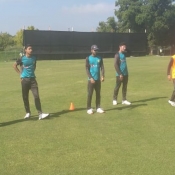 Pakistan U19 team warm-up at Potchefstroom before the start of the match against Zimbabwe
