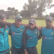 Pakistan U19 team warm-up at Potchefstroom before the start of the match against Zimbabwe