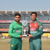 Captains press conference and the Pakistan v Bangladesh T20I trophy unveiling ceremony
