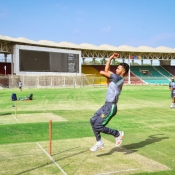 Pakistan Test squad players practice session at the National Stadium Karachi