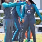 Pakistan and Sri Lankan women teams training session at the Southend Club, Karachi