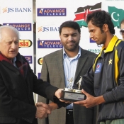 Zia-ul-Haq receives Man of the match award from Chairman PCB Mr. Shaharyar M. Khan