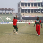 Kenya team during practice from the start of the 3rd one day against Pakistan A