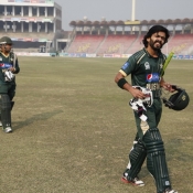 Fawad Alam & Fazal subhan walking back after finished the Pakistan A innings