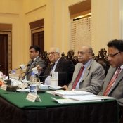PCB Chairman Shaharyar M. Khan,  Executive Committee Chairman Najam Sethi, COO Subhan Ahmad, CFO Badar M. Khan in Annual General Meeting 2015