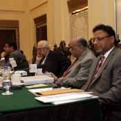 PCB Chairman Shaharyar M. Khan,  Executive Committee Chairman Najam Sethi, COO Subhan Ahmad, CFO Badar M. Khan in Annual General Meeting 2015