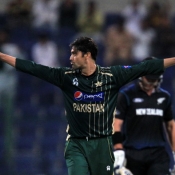 Anwar Ali celebrates the wicket of Anderson