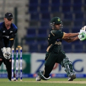 Younis Khan is bowled by Vettori