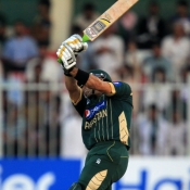 Misbah-ul-Haq hits a six