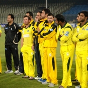 Khyber Pakhtunkhwa Fighters team during the prize distribution ceremony in the final