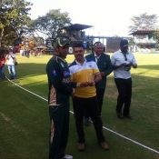Pakistan Under-19s player Mohammad Shahid Khan receives Man of the match award