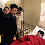 Misbah-ul-Haq and Yasir Shah meet injured Army Public School Peshawar student at CMH