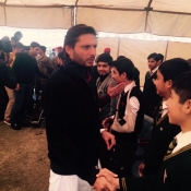 Shahid Afridi meets the students of Army Public School Peshawar