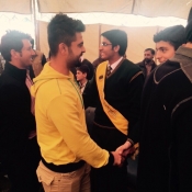 Ahmed Shehzad and Yasir Shah meet the students of Army Public School Peshawar